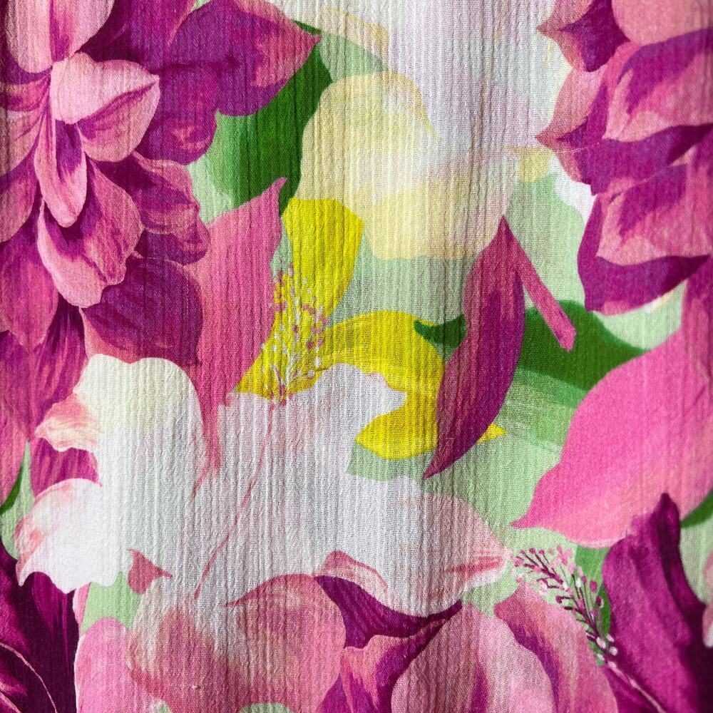 Soft Surroundings Blouse Womens Size Medium Colorful Floral Tiered Scallop Hem - Picture 8 of 16